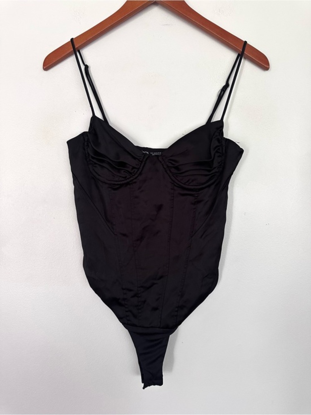 Zara Black Adjustable Strap Bodysuit Size Small